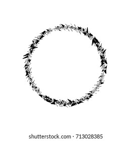 Circular geometric motif. Abstract grayscale op-art element