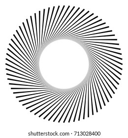 Circular geometric motif. Abstract grayscale op-art element