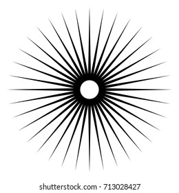 Circular geometric motif. Abstract grayscale op-art element