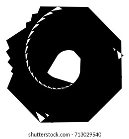 Circular geometric motif. Abstract grayscale op-art element