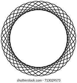 Circular geometric motif. Abstract grayscale op-art element