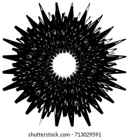 Circular geometric motif. Abstract grayscale op-art element