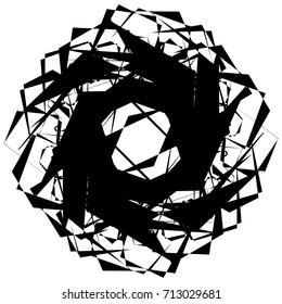 Circular geometric motif. Abstract grayscale op-art element