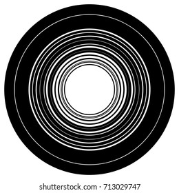 Circular geometric motif. Abstract grayscale op-art element