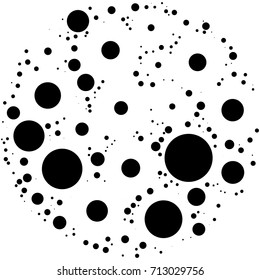 Circular geometric motif. Abstract grayscale op-art element