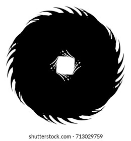 Circular geometric motif. Abstract grayscale op-art element