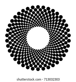 Circular geometric motif. Abstract grayscale op-art element