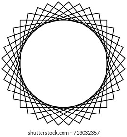 Circular geometric motif. Abstract grayscale op-art element