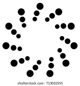 Circular geometric motif. Abstract grayscale op-art element