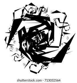 Circular geometric motif. Abstract grayscale op-art element