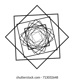 Circular geometric motif. Abstract grayscale op-art element