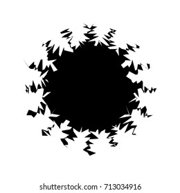 Circular geometric motif. Abstract grayscale op-art element