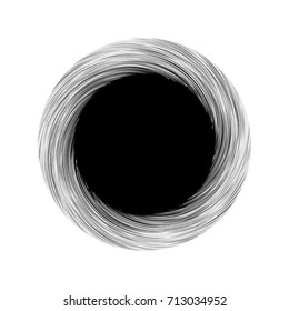 Circular geometric motif. Abstract grayscale op-art element
