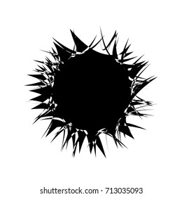 Circular geometric motif. Abstract grayscale op-art element