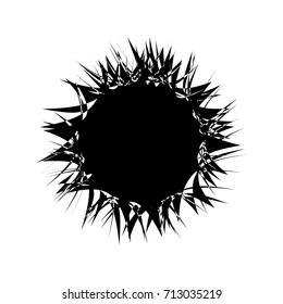 Circular geometric motif. Abstract grayscale op-art element