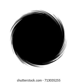 Circular geometric motif. Abstract grayscale op-art element