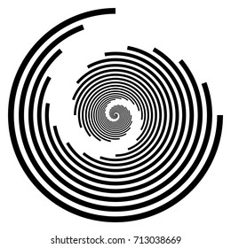 Circular geometric motif. Abstract grayscale op-art element