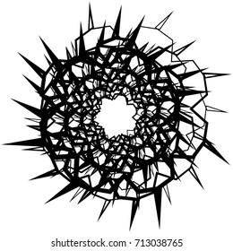 Circular geometric motif. Abstract grayscale op-art element