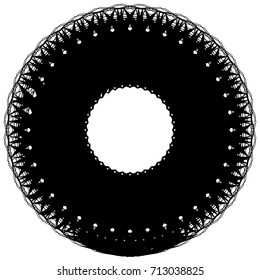 Circular geometric motif. Abstract grayscale op-art element