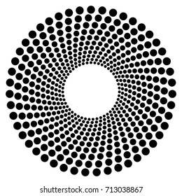 Circular geometric motif. Abstract grayscale op-art element