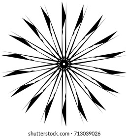 Circular geometric motif. Abstract grayscale op-art element
