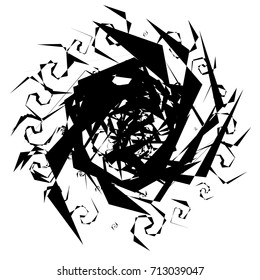 Circular geometric motif. Abstract grayscale op-art element