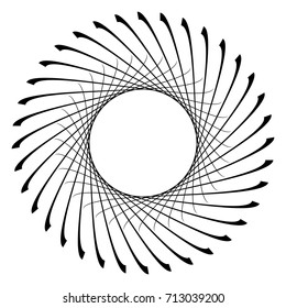 Circular geometric motif. Abstract grayscale op-art element