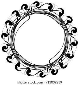 Circular geometric motif. Abstract grayscale op-art element
