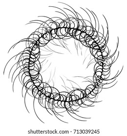 Circular geometric motif. Abstract grayscale op-art element