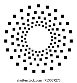 Circular geometric motif. Abstract grayscale op-art element
