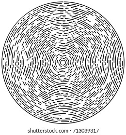 Circular geometric motif. Abstract grayscale op-art element