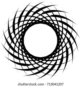 Circular geometric motif. Abstract grayscale op-art element
