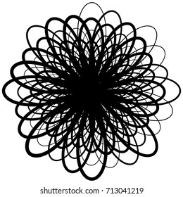 Circular geometric motif. Abstract grayscale op-art element