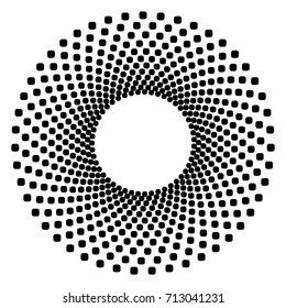 Circular geometric motif. Abstract grayscale op-art element