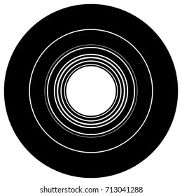 Circular geometric motif. Abstract grayscale op-art element