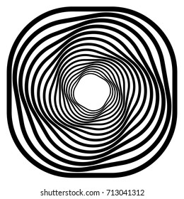 Circular geometric motif. Abstract grayscale op-art element