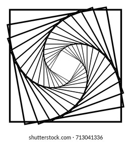 Circular geometric motif. Abstract grayscale op-art element
