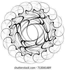 Circular geometric motif. Abstract grayscale op-art element