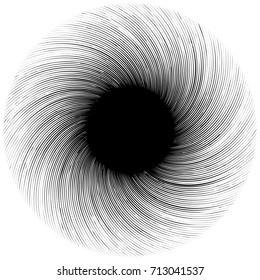 Circular geometric motif. Abstract grayscale op-art element