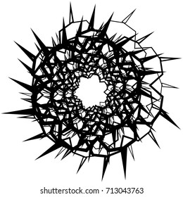 Circular geometric motif. Abstract grayscale op-art element