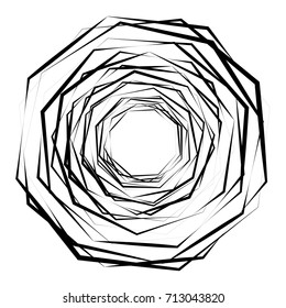 Circular geometric motif. Abstract grayscale op-art element