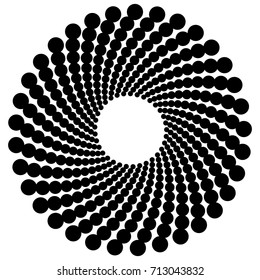 Circular geometric motif. Abstract grayscale op-art element