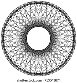 Circular geometric motif. Abstract grayscale op-art element