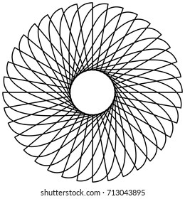Circular geometric motif. Abstract grayscale op-art element
