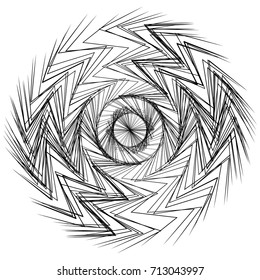 Circular geometric motif. Abstract grayscale op-art element