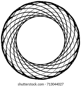 Circular geometric motif. Abstract grayscale op-art element
