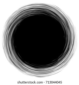 Circular geometric motif. Abstract grayscale op-art element