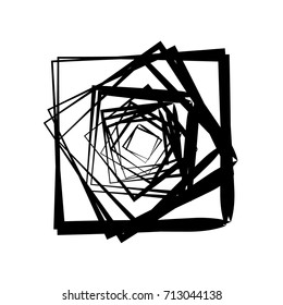 Circular geometric motif. Abstract grayscale op-art element
