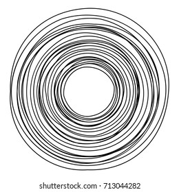 Circular geometric motif. Abstract grayscale op-art element