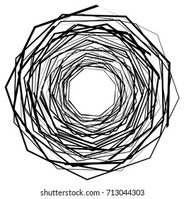 Circular geometric motif. Abstract grayscale op-art element